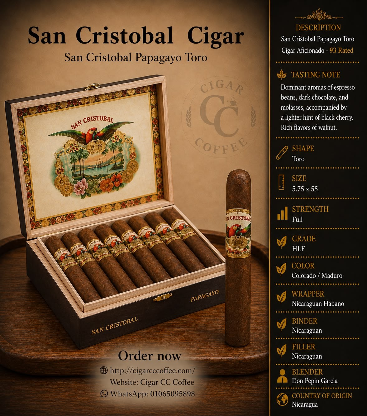 San Cristobal Papagayo Toro 5.75 x 55