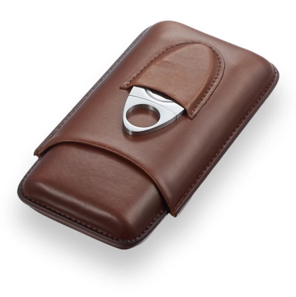 Leather 3-Finger Cigar Case with Cutters