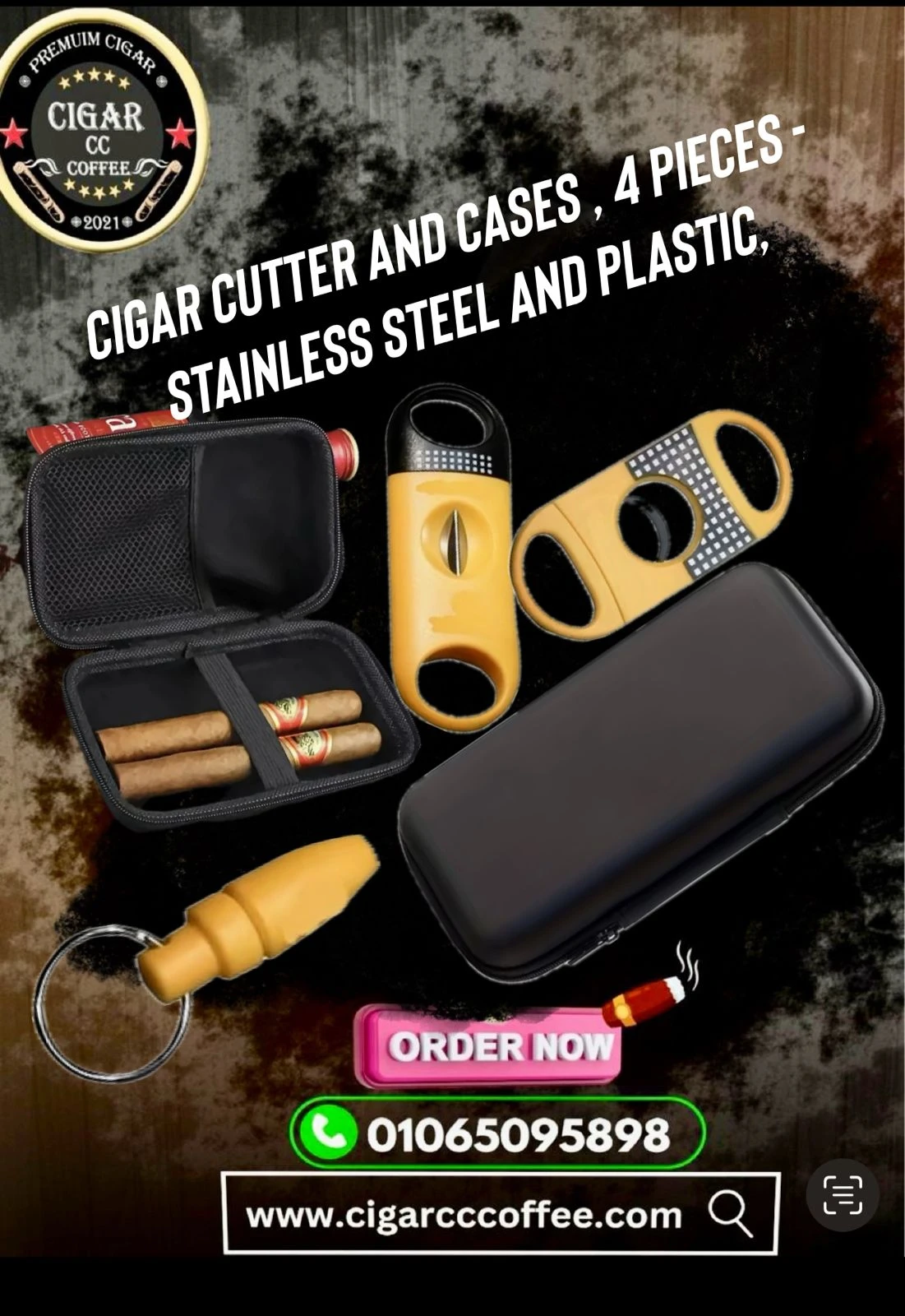 4-piece cigar cutter and case set