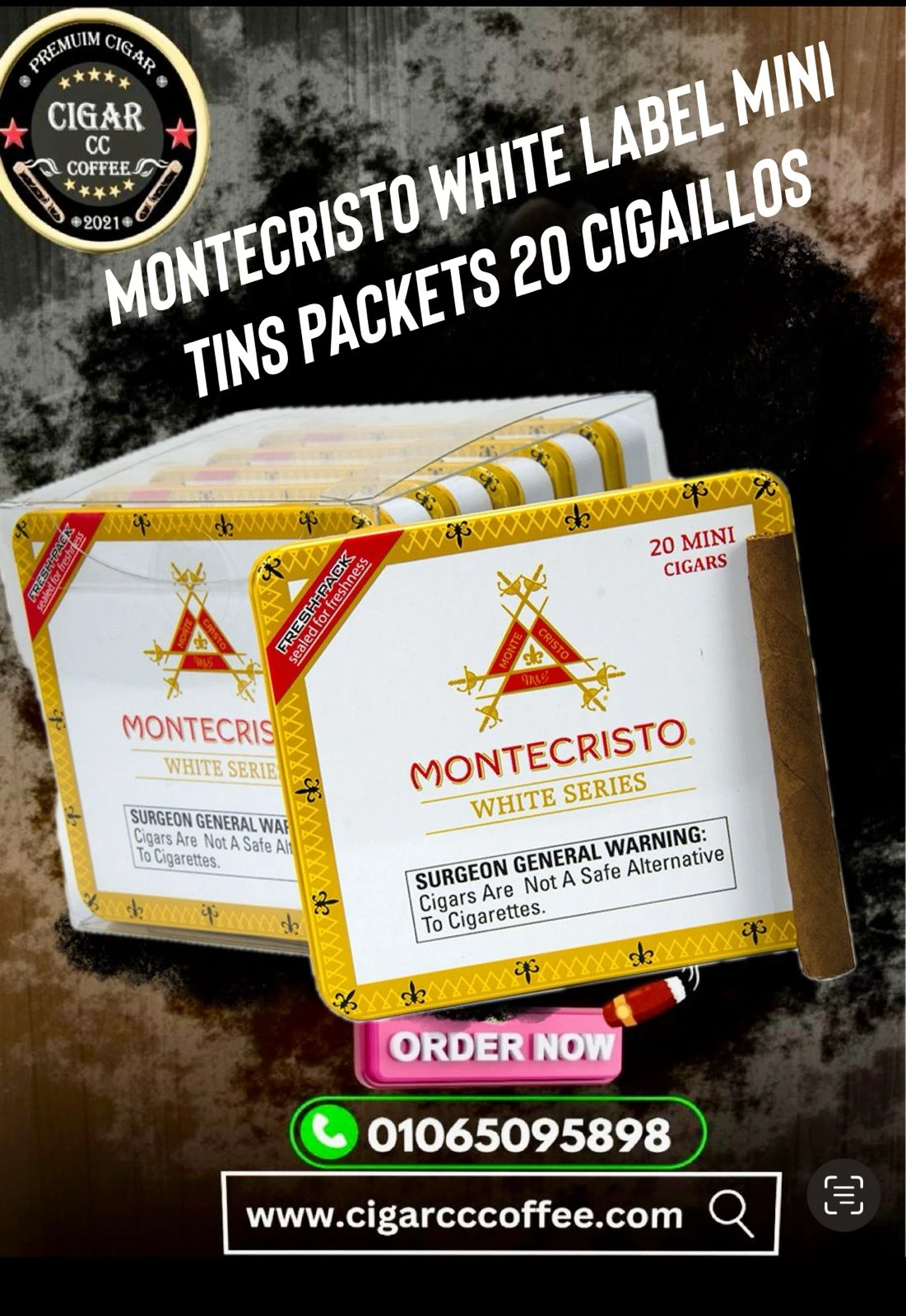 Montecristo White Label Mini Tins Packets 20 Cigaillos