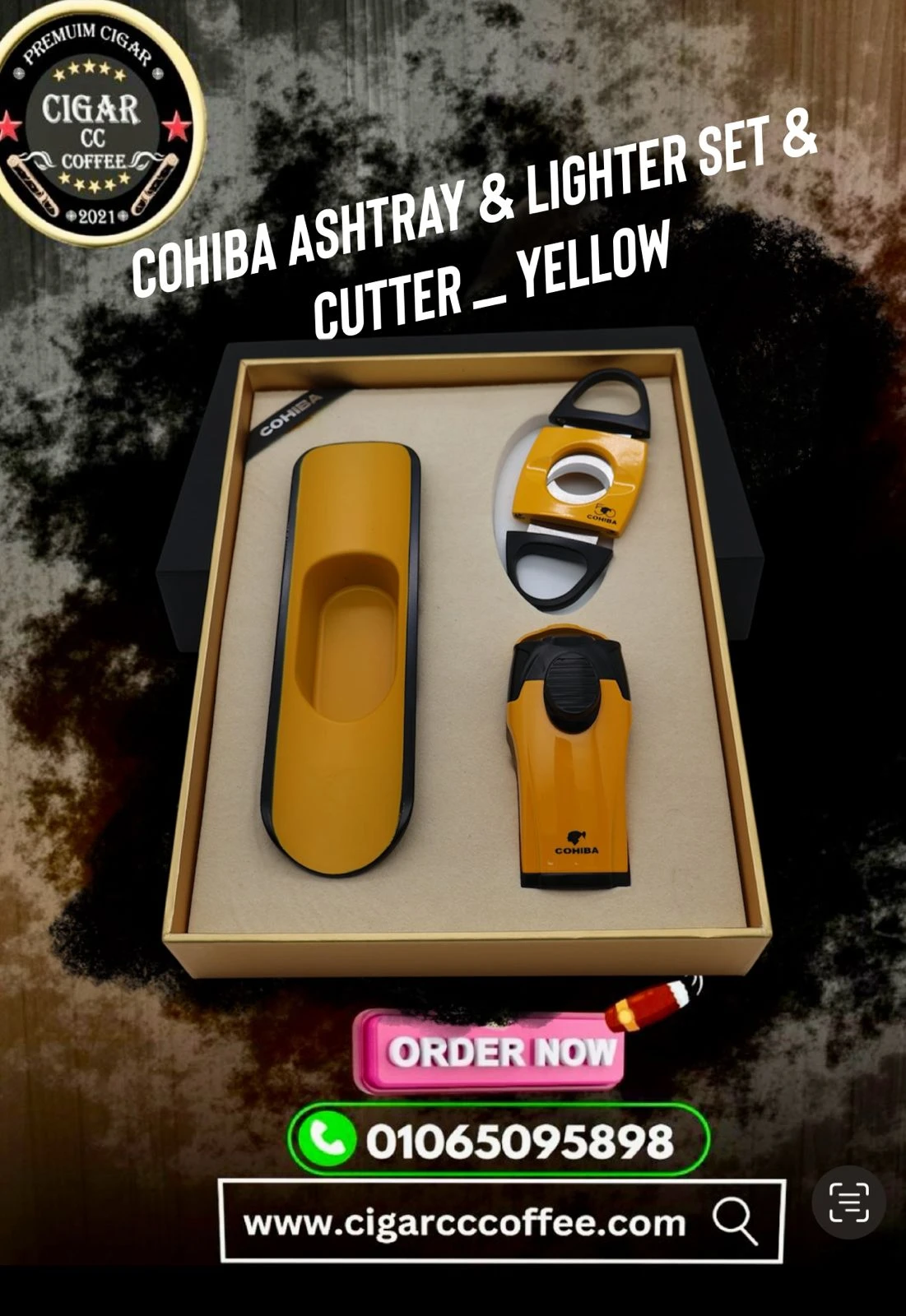 Cohiba Ashtray & Lighter Set & Cutter