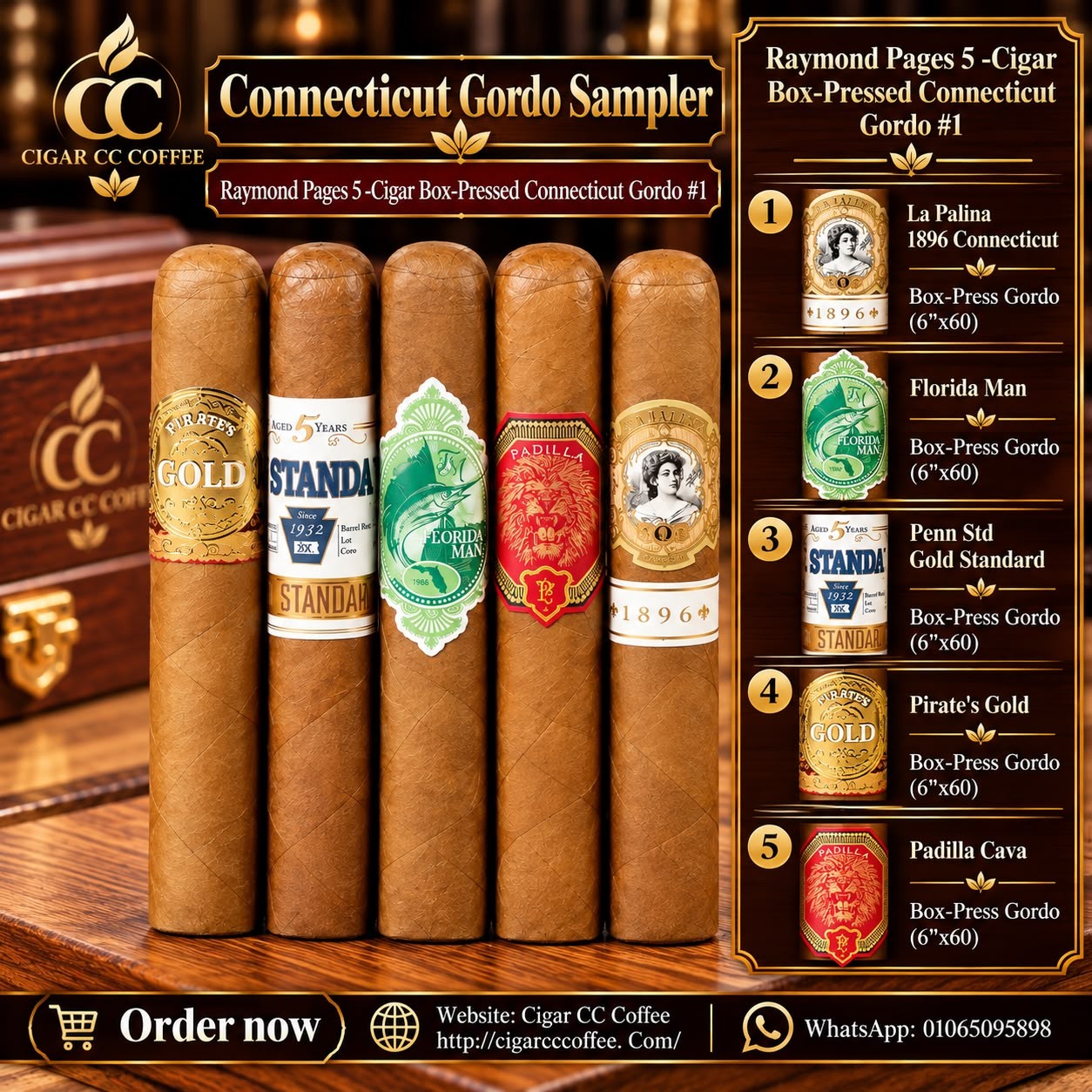 Raymond Pages 5 -Cigar Box-Pressed Connecticut Gordo #1