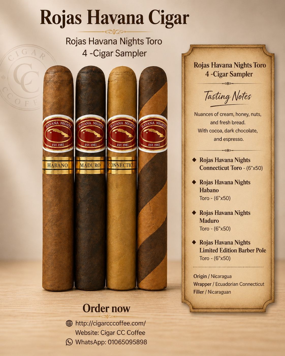 Rojas Havana Nights Toro 4 -Cigar Sampler