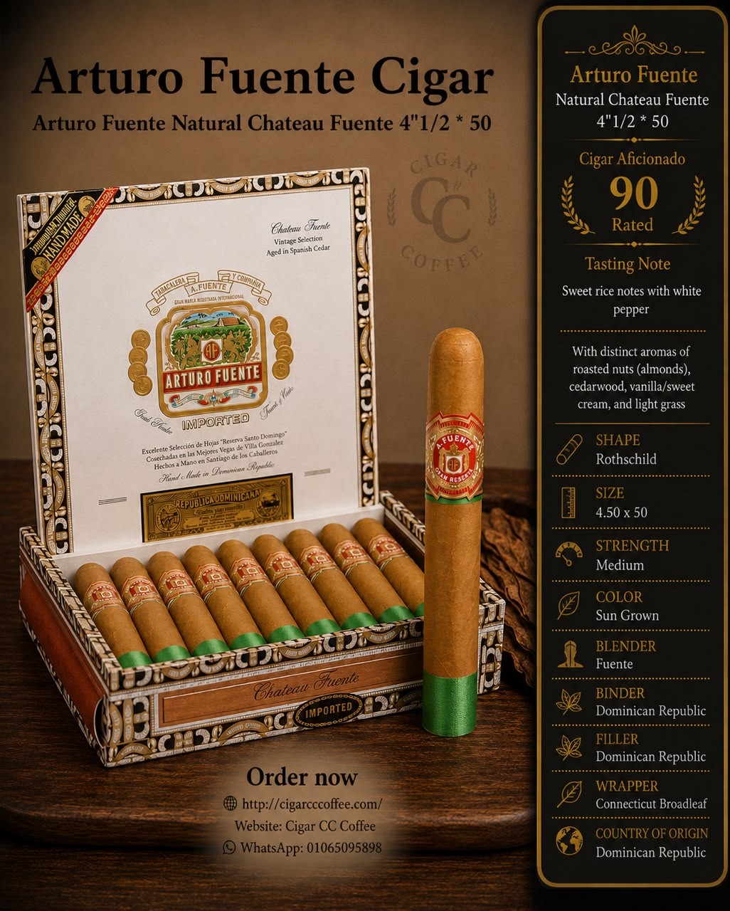 Arturo Fuente Natural Chateau Fuente 4"1/2 * 50