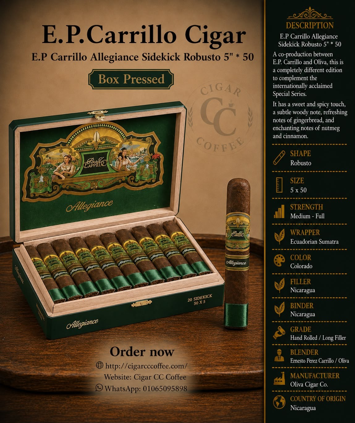 E.P Carrillo Allegiance Sidekick Robusto 5" * 50