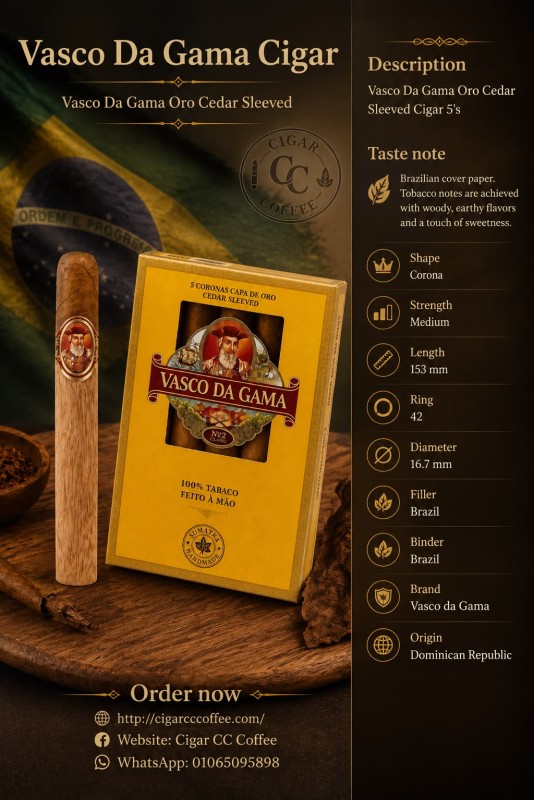 Vasco Da Gama Oro Cedar Sleeved Cigar 5's