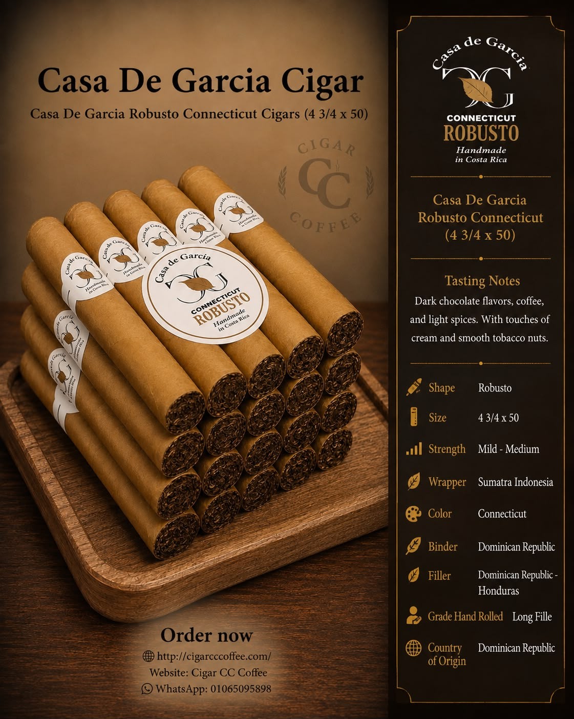 Casa De Garcia Robusto Connecticut (4 3/4 x 50)