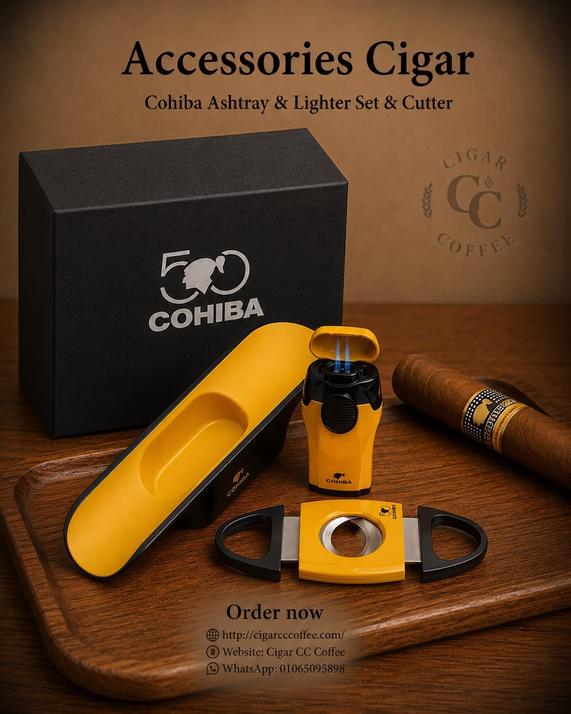 Cohiba Ashtray & Lighter Set & Cutter