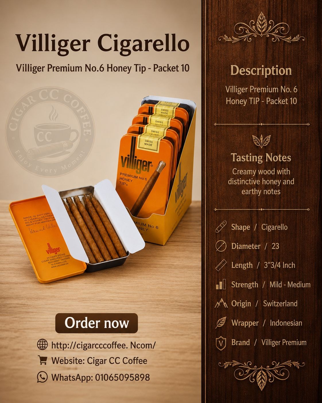 Villiger Premium No. 6 Honey TIP - Packet 10