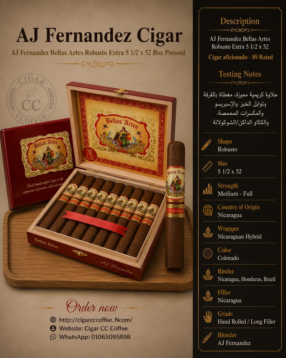 AJ Fernandez Bellas Artes Robusto Extra 5 12 x 52