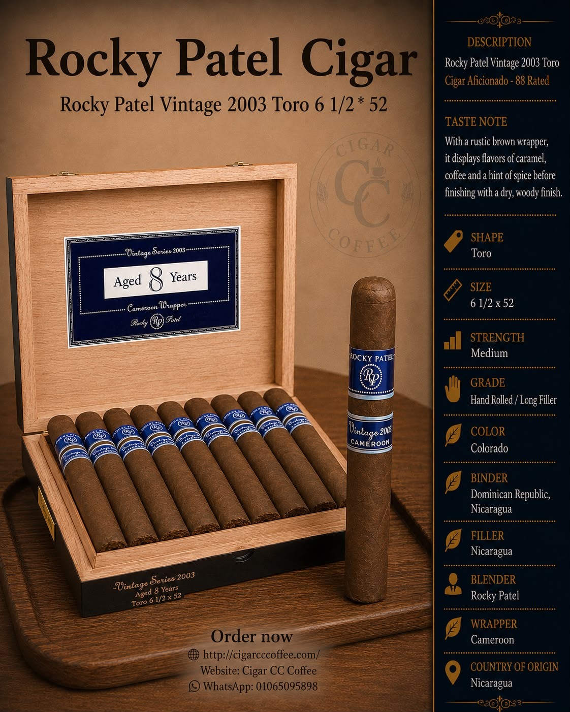 Rocky Patel Vintage 2003 Toro 6 1/2 x 52