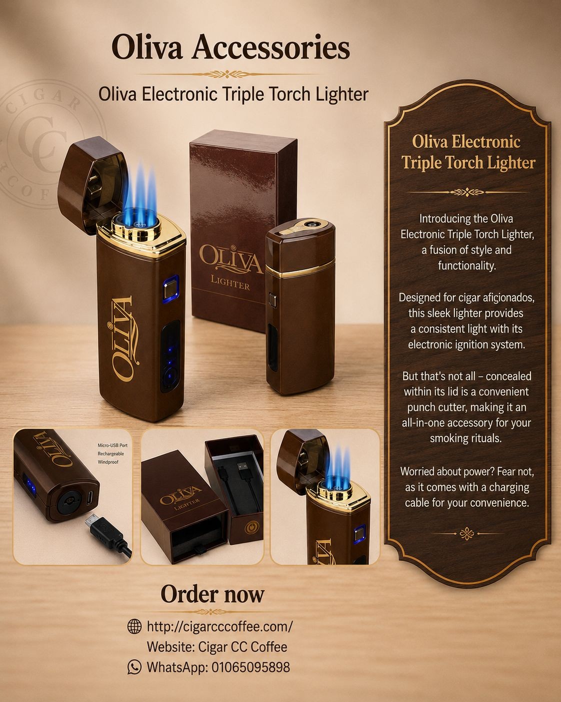 Oliva Electronic Triple Torch Lighter