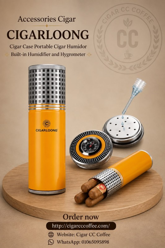 CIGARLOONG Cigar Case Portable Cigar Humidor Built-in Humidifier and Hygrometer