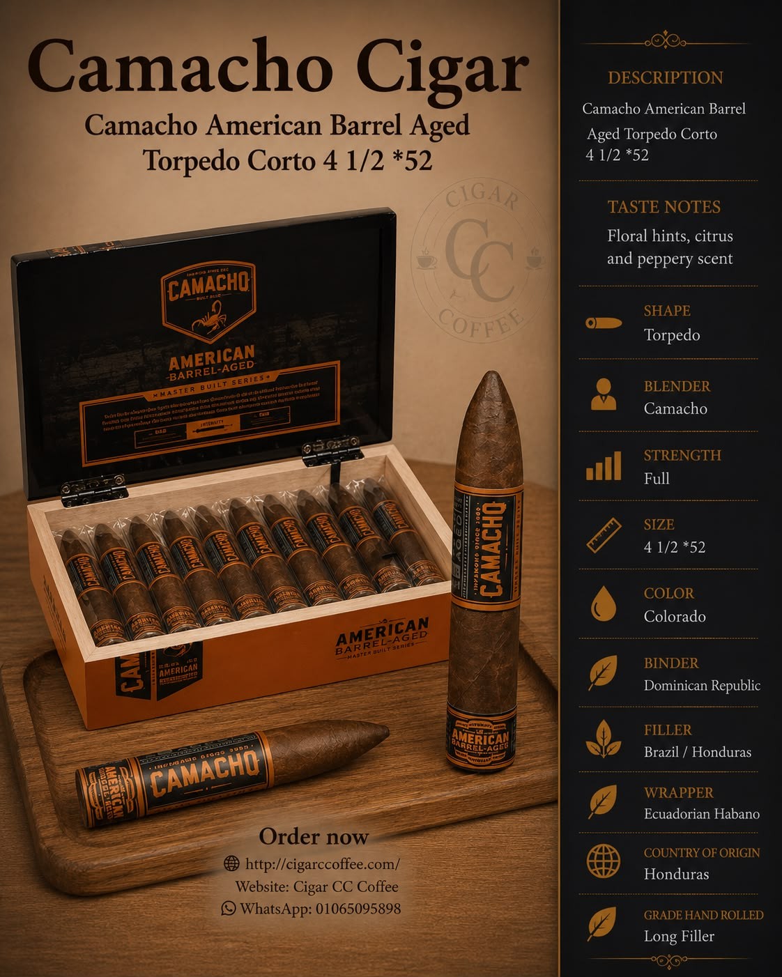 Camacho American Barrel Aged Torpedo Corto 4 1/2*5