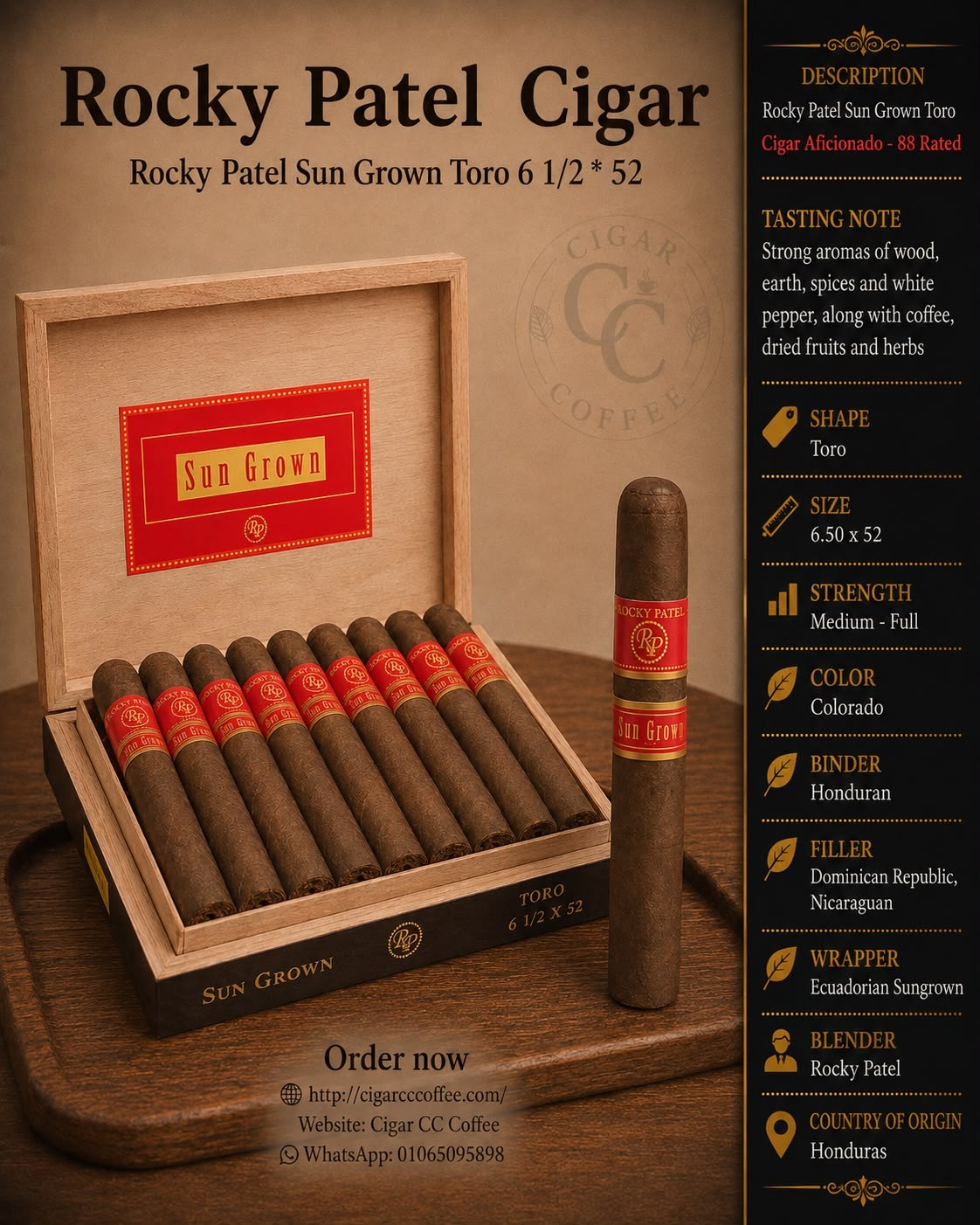 Rocky Patel Sun Grown Toro 6 1/2 x 52