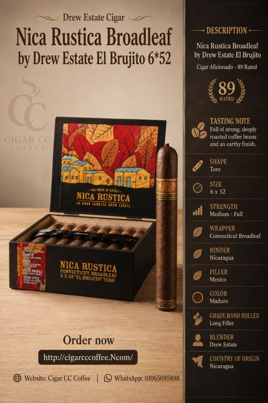 Nica Rustica Broadleaf by Drew Estate El Brujito 6 x 52