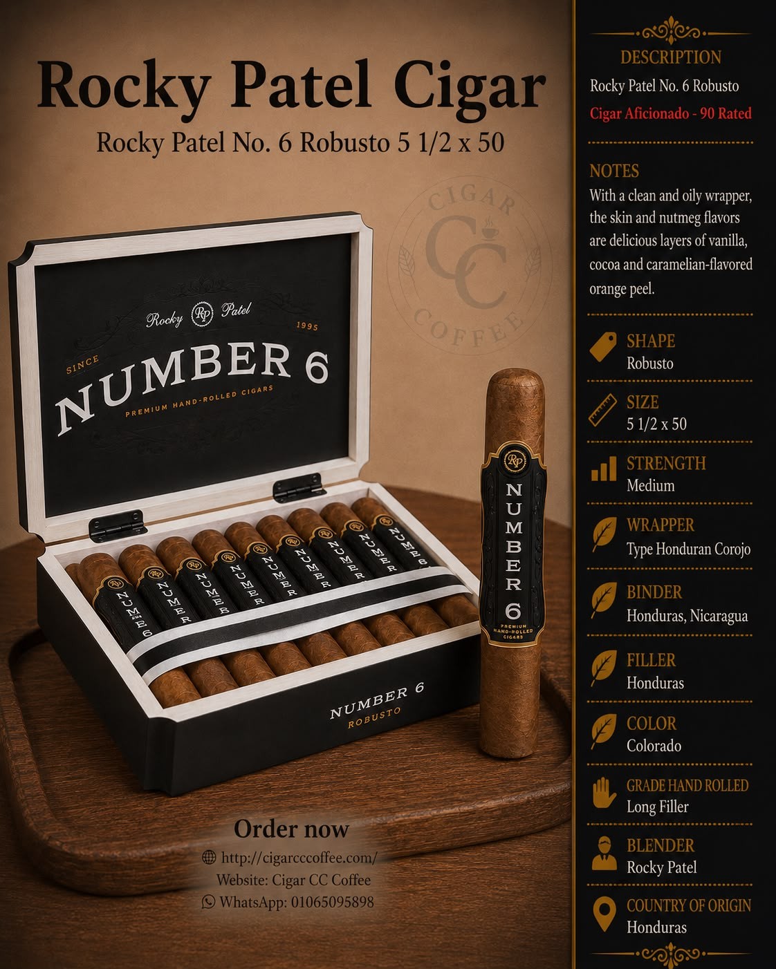 Rocky Patel No. 6 Robusto 5 1/2 x 50