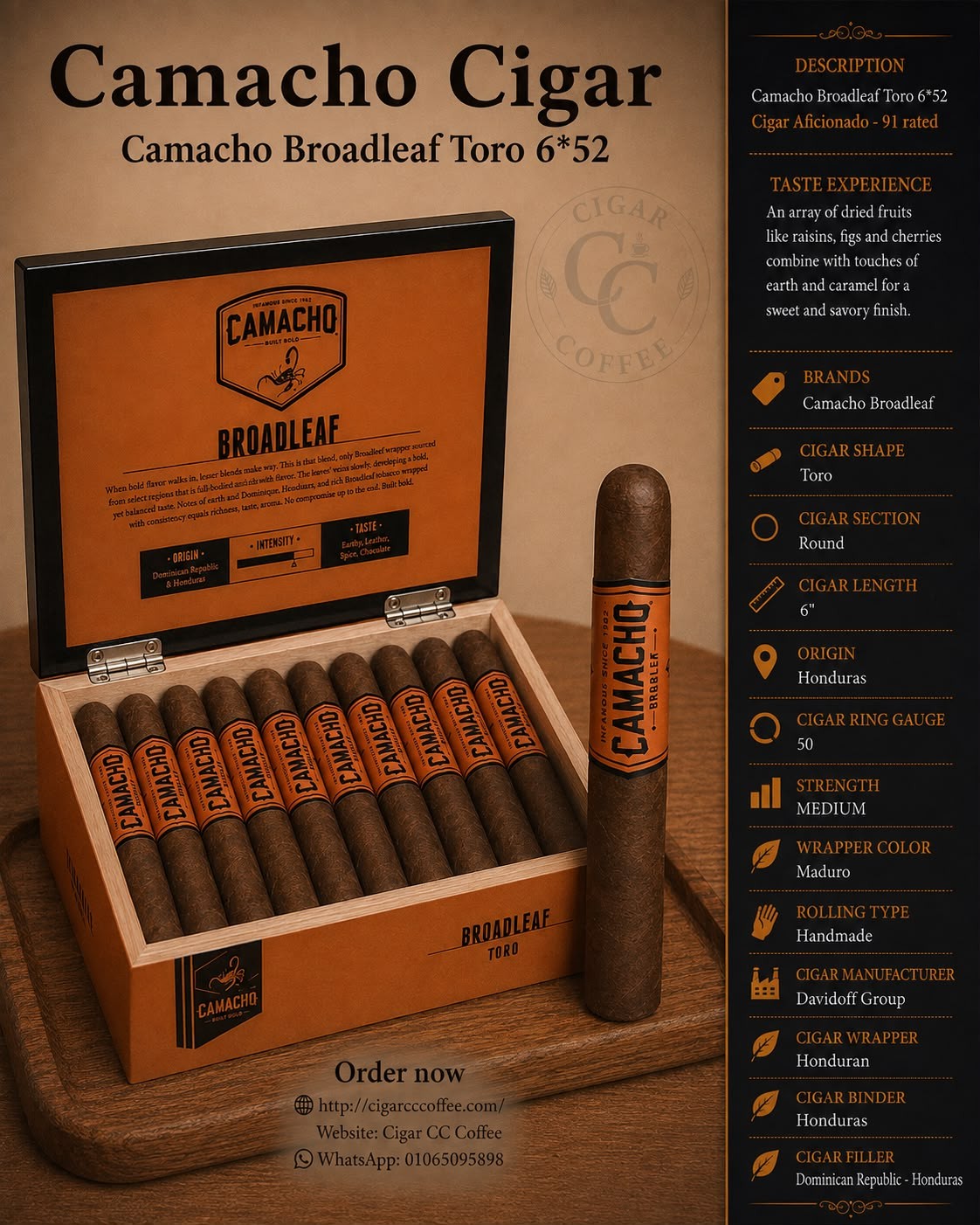 Camacho Broadleaf Toro 6*52