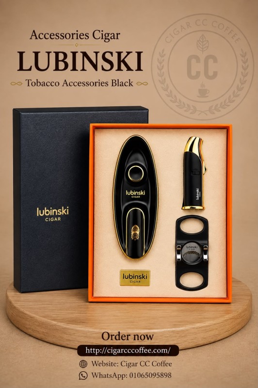 LUBINSKI Cigar Accessories Black  ( Lighter & Cutter & Ashtray ) Gift