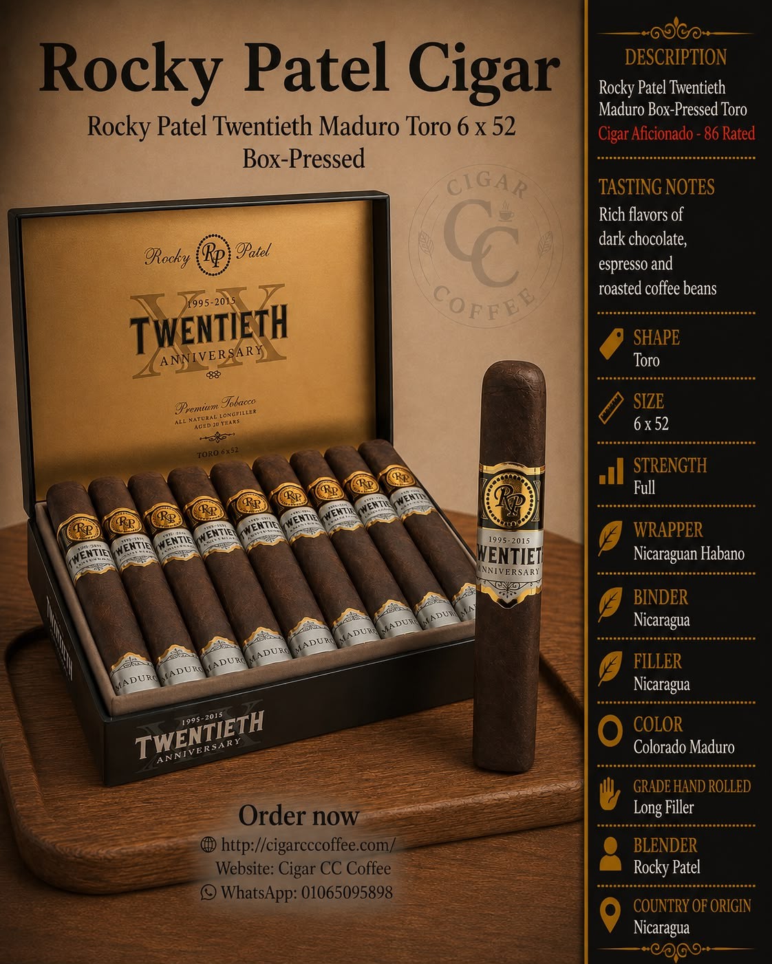 Rocky Patel Twentieth Maduro Box-Pressed Toro