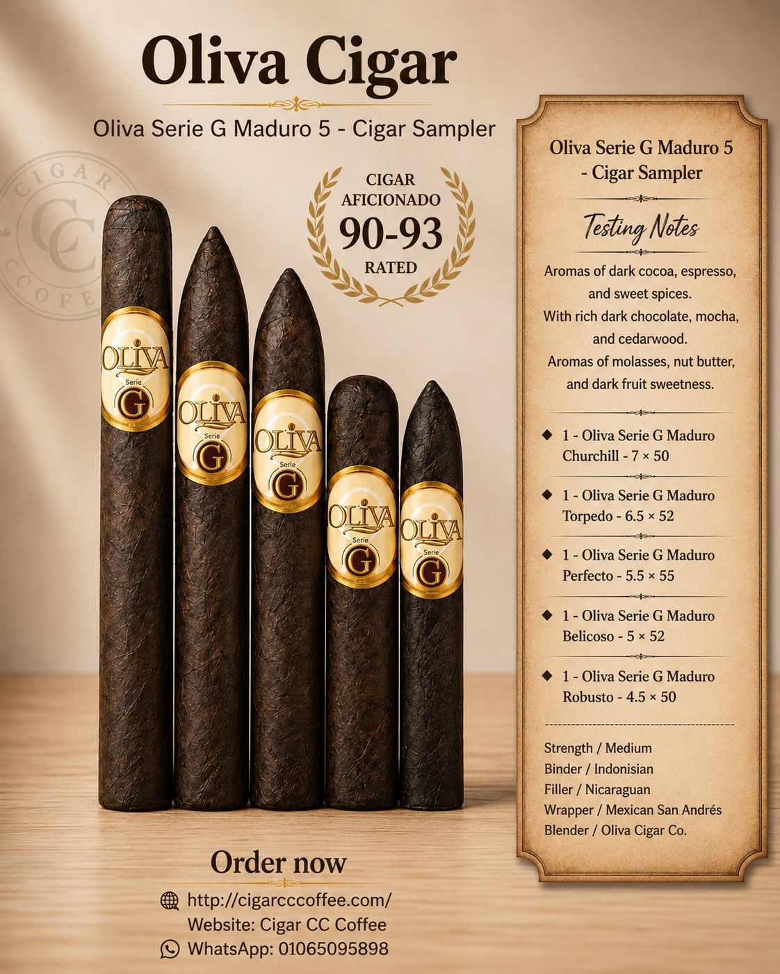 Oliva Serie G Maduro 5 - Cigar Sampler