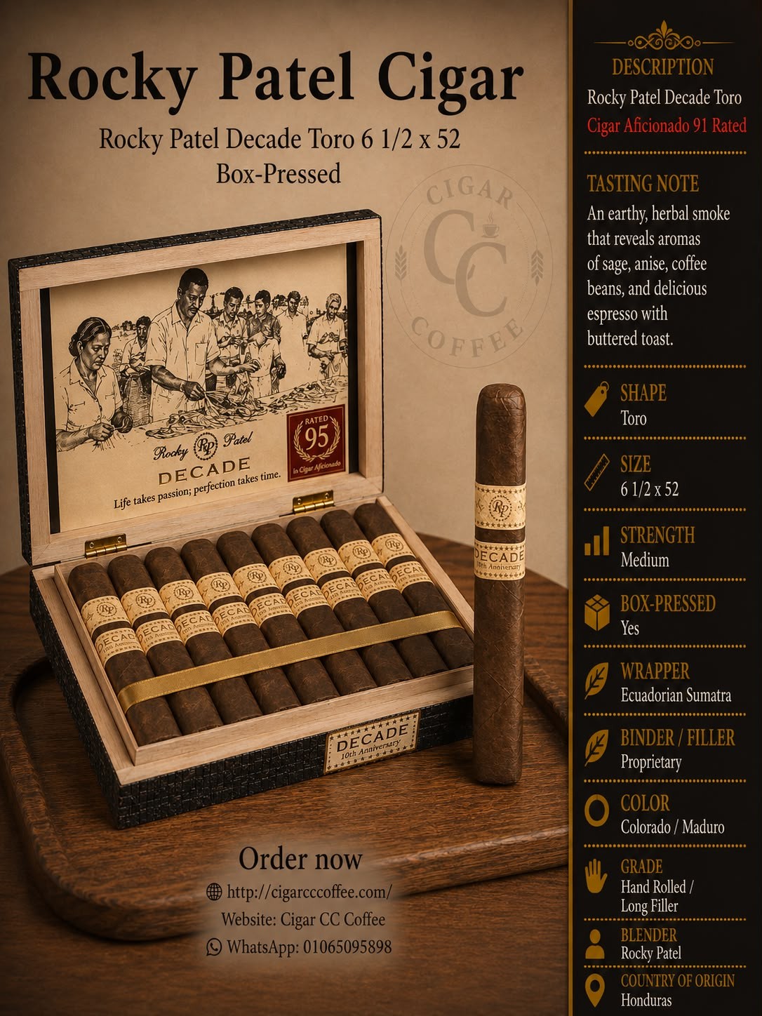 Rocky Patel Decade Toro 6 1/2 x 52